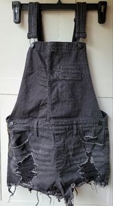 Express Distressed Black Overalls